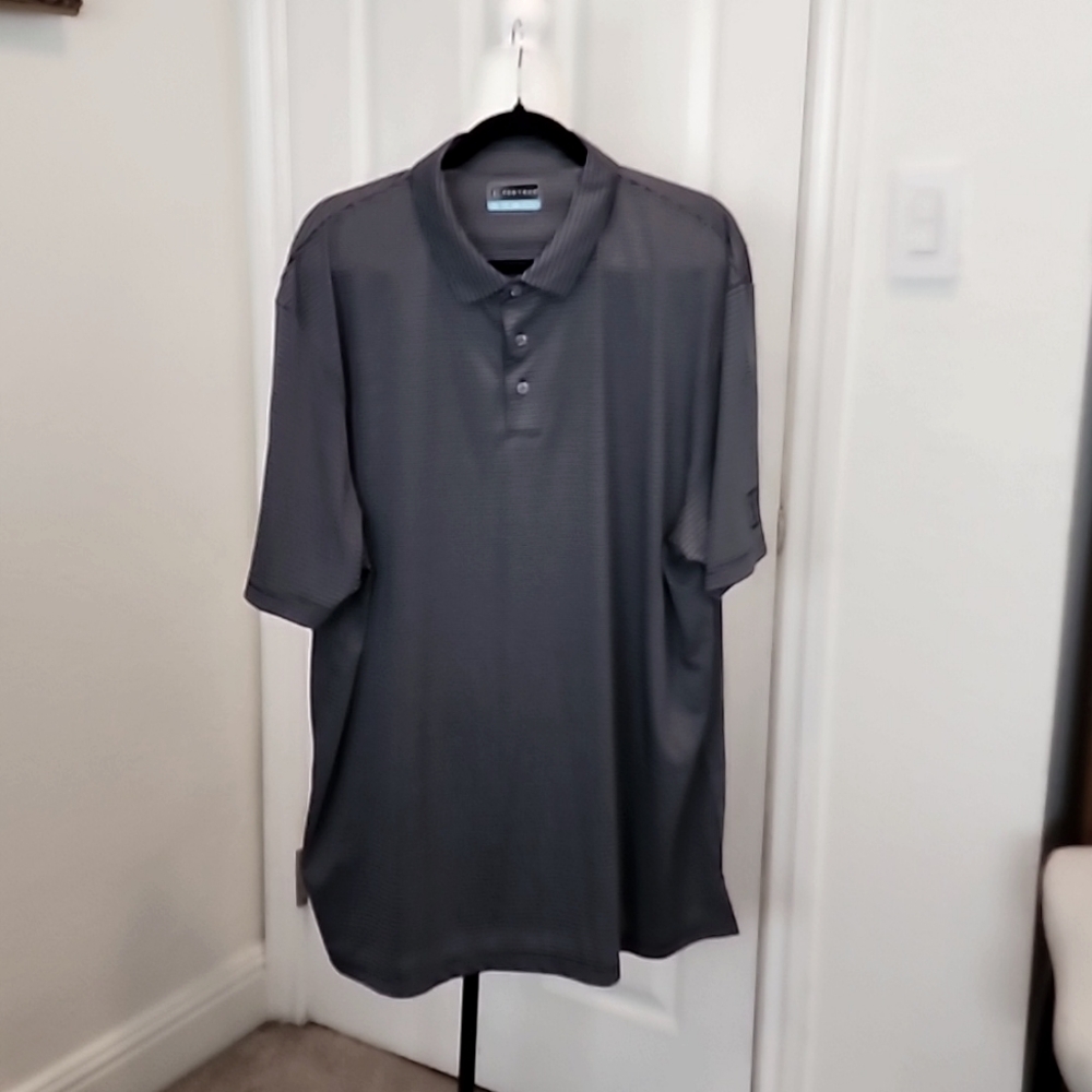 PGA Tour Black White Striped Polo Shirt Short Sleeve 100% Polyester Size XXL